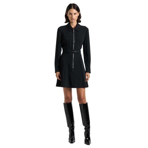 Cue Satin Back Crepe Zip Front Mini Dress